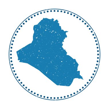 Irak Cumhuriyeti çıkartması. Ülke haritası ve vektör illüstrasyonuyla seyahat et. Irak Cumhuriyeti 'nin amblemi, amblemi, etiketi, çıkartması veya rozeti olarak kullanılabilir..