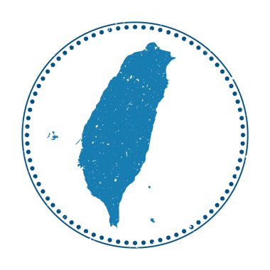 Tayvan çıkartması. Ülke haritası ve vektör illüstrasyonuyla seyahat et. Tayvan amblemi, logoti, etiket, çıkartma ya da rozet olarak kullanılabilir..