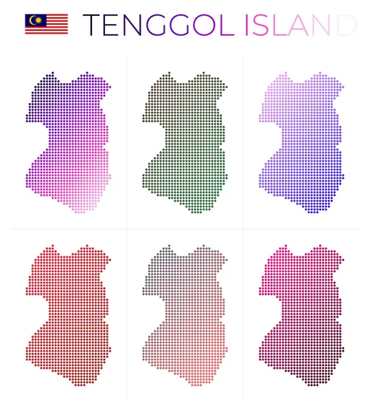 Isla Tenggol Conjunto Mapas Punteados Mapa Tenggol Estilo Punteado Fronteras — Vector de stock