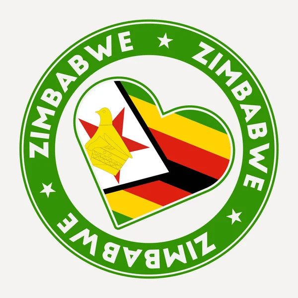 Zimbabwe Heart Flag Badge Zimbabwe Love Logo Support Country Flag — Stock Vector