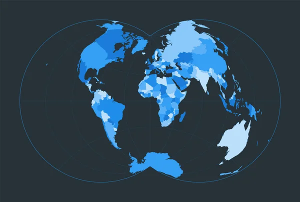 世界地図 ニコロシ グローバル プロジェクション あなたのインフォグラフィックのための未来的な世界図 素敵な青の色パレット 現代のベクターイラスト — ストックベクタ