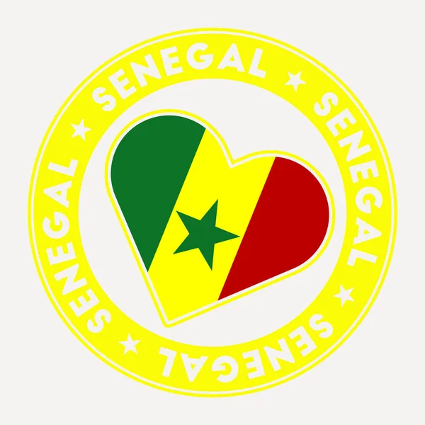 Abzeichen Der Senegalesischen Herzfahne Aus Dem Senegal Mit Liebes Logo — Stockvektor