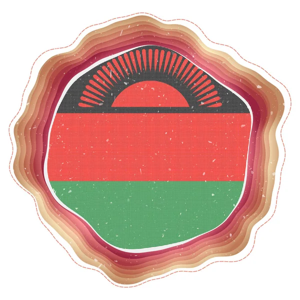 Malawská Vlajka Rámečku Odznak Země Vrstvený Kruhový Znak Kolem Malawské — Stockový vektor
