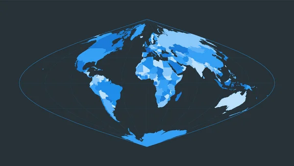 Světová Mapa Sinusová Projekce Futuristická Ukázka Světa Pro Vaši Infografii — Stockový vektor