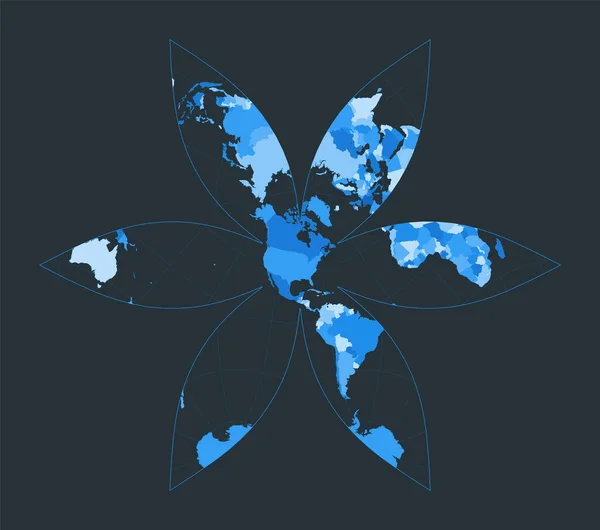Wereldkaart Amerikaanse Gingery Wereldprojectie Futuristische Wereld Illustratie Voor Infographic Mooi — Stockvector