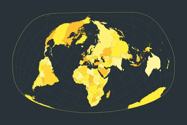 世界地図 ジャック ベルタンは1953年の予測で27 あなたのインフォグラフィックのための未来的な世界図 明るい黄色の国の色 魅力的なベクターイラスト — ストックベクタ