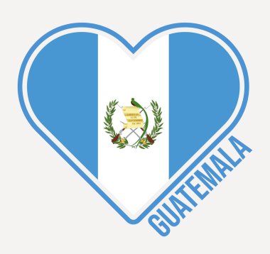 Guatemala heart flag badge. Made with Love from Guatemala logo. Flag of the country heart shape. Vector illustration.
