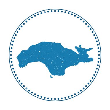 Samos çıkartması. Adanın haritası ve vektör illüstrasyonuyla seyahat et. İşaret, logoti, etiket, çıkartma ya da Samos rozeti olarak kullanılabilir..