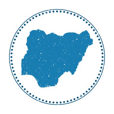 Nigeria sticker. Travel rubber stamp with map of country, vector illustration. Can be used as insignia, logotype, label, sticker or badge of the Nigeria.