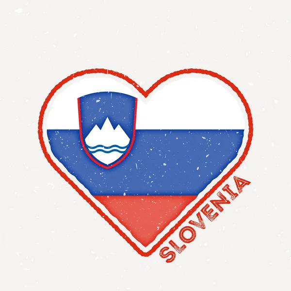 Slovenia heart flag badge. Slovenia logo with grunge texture. Flag of the country heart shape. Vector illustration.