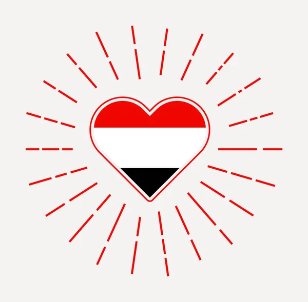 Yemen Heart Flag Country Sunburst Yemen Heart Sign Vector Illustration — Stock Vector