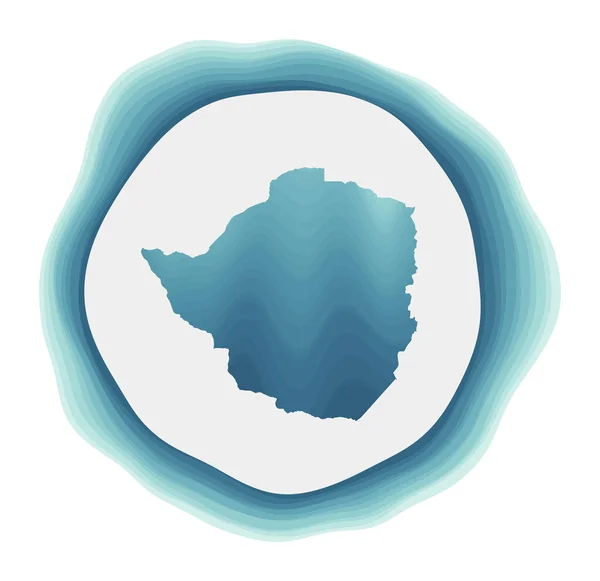 Zimbabwe Logo Badge Country Layered Circular Sign Zimbabwe Border Shape — Stock Vector