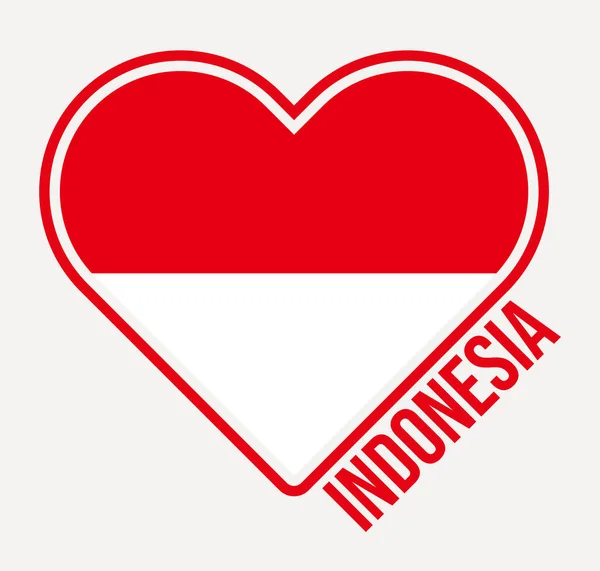 Прапор Індонезії Зроблений Любов Логотипу Індонезії Прапор Сільської Серцевої Форми — стоковий вектор