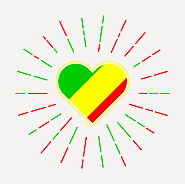 Kongo Herz Mit Flagge Des Landes Sonnenbrand Rund Das Herzzeichen — Stockvektor