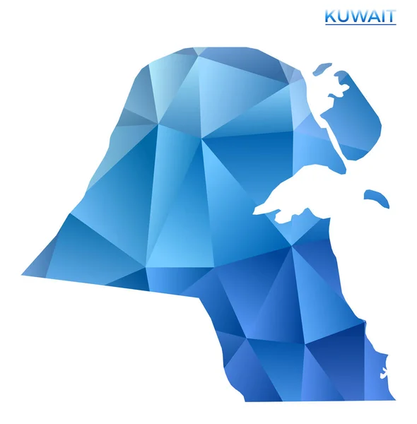 Vektorpolygonale Kuwait Karte Lebendiges Geometrisches Land Low Poly Stil Authentische — Stockvektor