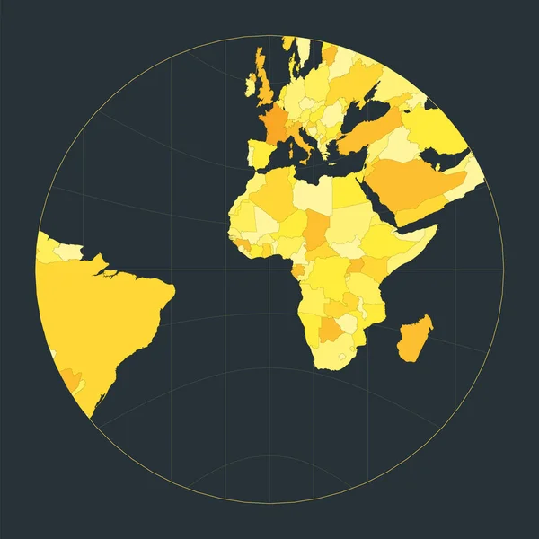 Mapa Mundo Projecção Gnónica Ilustração Futurista Mundo Para Seu Infográfico —  Vetores de Stock