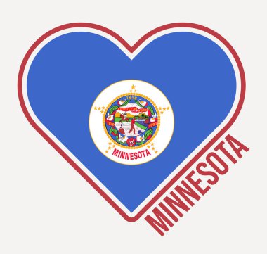 Minnesota heart flag badge. Made with Love from Minnesota logo. Flag of the us state heart shape. Vector illustration.