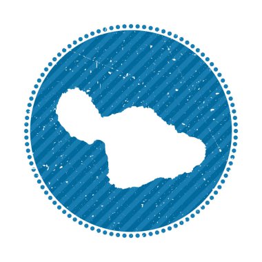 Maui striped retro travel sticker. Badge with map of island, vector illustration. Can be used as insignia, logotype, label, sticker or badge of the Maui.