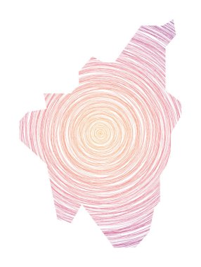 Lobos Island map filled with concentric circles. Sketch style circles in shape of the island. Vector Illustration.