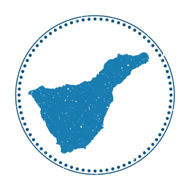 Tenerife sticker. Travel rubber stamp with map of island, vector illustration. Can be used as insignia, logotype, label, sticker or badge of the Tenerife.