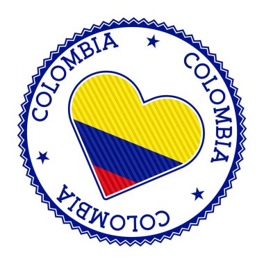 Kolombiya kalp rozeti. Kolombiya 'nın çekici vektör illüstrasyonunun vektör logosu.