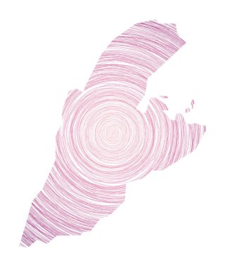 Kastellorizo haritası eşmerkezli dairelerle dolu. Eskiz stili daireler çizerek adanın şeklini alıyor. Vektör İllüstrasyonu.