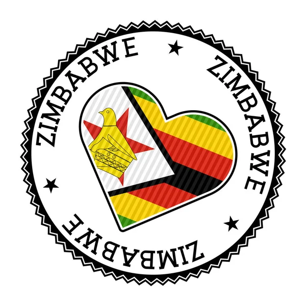 Zimbabwe Heart Badge Vector Logo Zimbabwe Charming Vector Illustration — Stock Vector