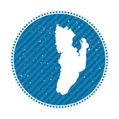 Kadan Kyun striped retro travel sticker. Badge with map of island, vector illustration. Can be used as insignia, logotype, label, sticker or badge of the Kadan Kyun.