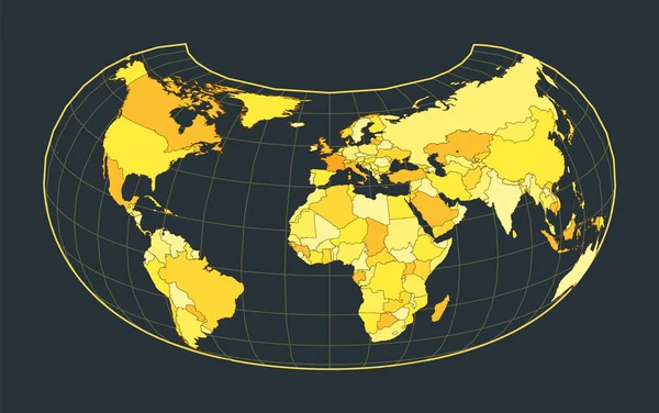 Mapa Mundo Projecção Armadillo Ilustração Futurista Mundo Para Seu Infográfico —  Vetores de Stock