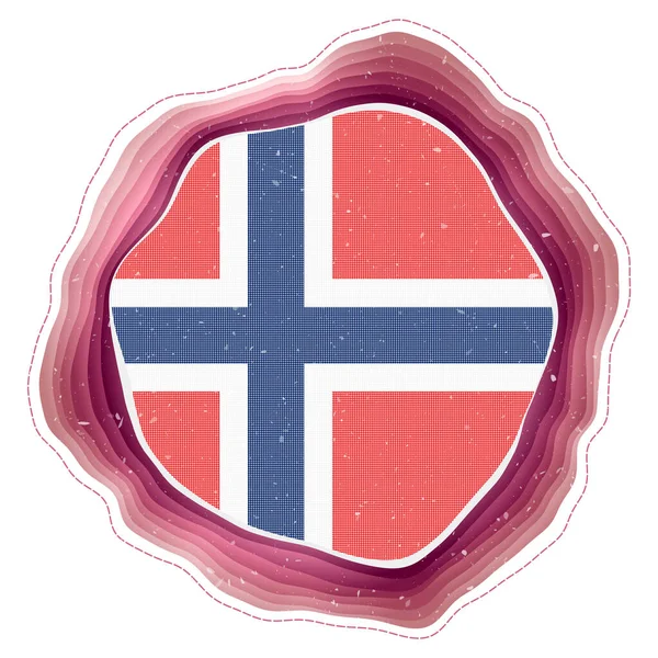 Flaga Norweska Ramce Odznaka Kraju Wielowarstwowy Okrągły Znak Wokół Flagi — Wektor stockowy