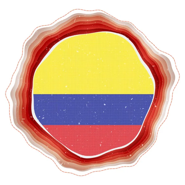 Bandera Colombia Marco Insignia Del País Cartel Circular Capas Alrededor — Vector de stock