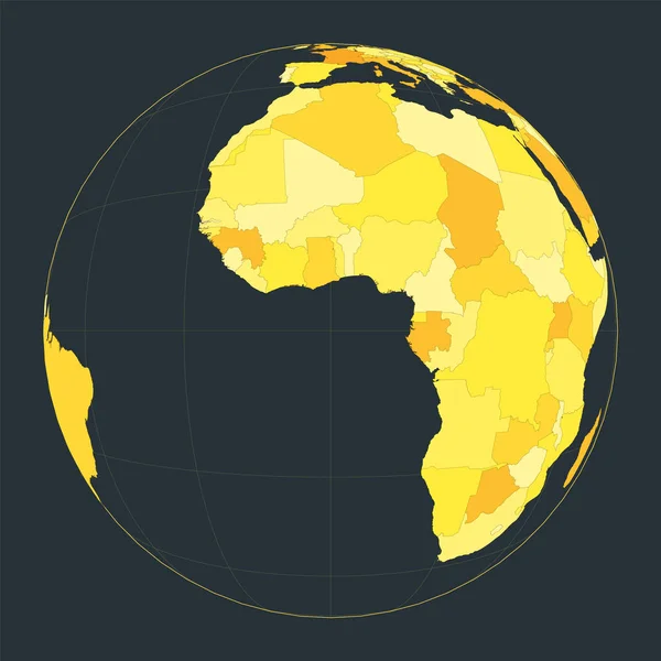 Παγκόσμιος Χάρτης Δορυφορική 28Tilted Προοπτική Προβολή Φουτουριστικό Κόσμο Εικονογράφηση Για — Διανυσματικό Αρχείο