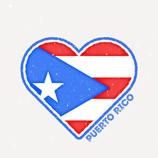 Puerto Rico Herz Flagge Abzeichen Puerto Rico Logo Mit Grunge — Stockvektor
