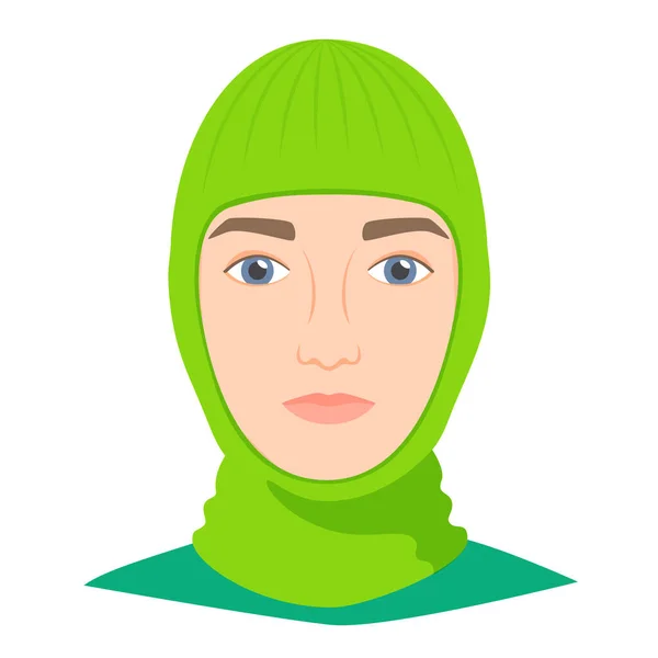 Mann mit Sturmhaube. Trendige Wurmkopfbedeckungen für die kalte Jahreszeit. Gesichtsmaske für den ganzen Kopf, die flach unter dem Helm getragen werden kann. Vektor — Stockvektor