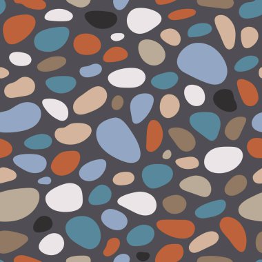 Pebble seamless pattern. Smooth stones background. Cobblestone paving texture. Sea or river pebbles repeating wallpaper. Vector backdrop. 