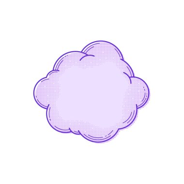 Text box template in comic style. Empty halftone text bubble. Pop art cloud for banner. Comic box balloon. Message or speech bubble. Vector Illustration