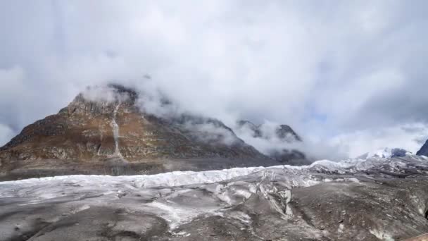 Timelapse Olmenhorn Mountain Aletsch Glacier Its Foot Swiss Alps — стокове відео