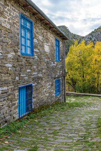 Picturesque Village Tsepelovo Fall Season Its Architectural Traditional Old Stone — Stock Photo, Image