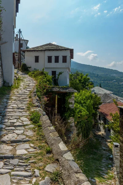Das Malerische Dorf Makrinitsa Mit Seinen Architektonisch Traditionellen Alten Steingebäuden — Stockfoto