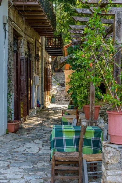 Het Pittoreske Dorpje Makrinitsa Met Zijn Architectonische Traditionele Oude Stenen — Stockfoto