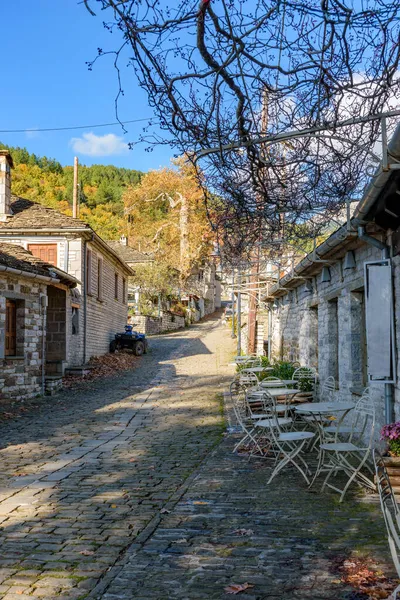 Epirus Zagori Greece风景如画的木瓜村秋天的石街传统建筑 — 图库照片