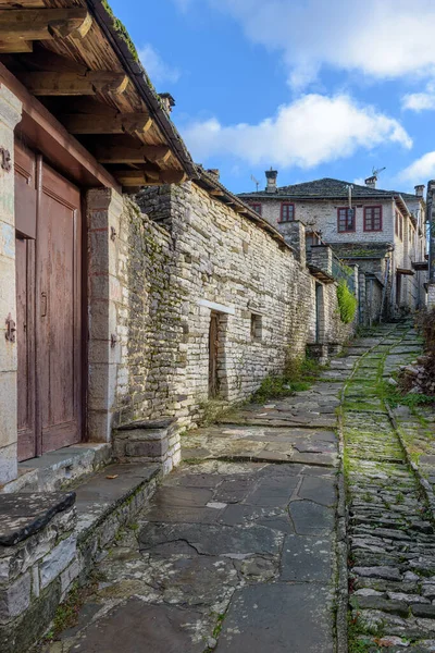 Village Pittoresque Dilofo Pendant Saison Automnale Avec Ses Bâtiments Architecturaux — Photo