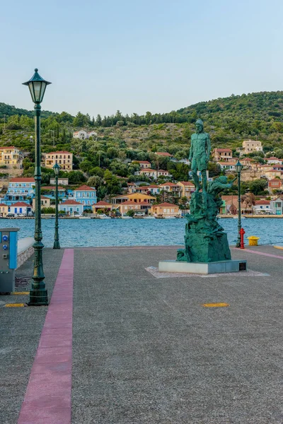 Statue Odysseus Town Vathy Harbour Ithaca Island Greece — Stockfoto