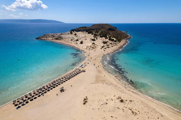 Elafonisos Taki Simos Sahilinin Havadan Görüntüsü Güney Peloponese Elafonisos Yer — Stok fotoğraf