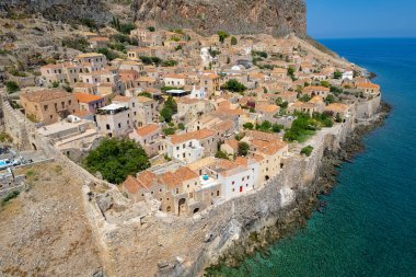 Aerial view of the medieval  castle of Monemvasia, Lakonia, Peloponnese, Greece clipart