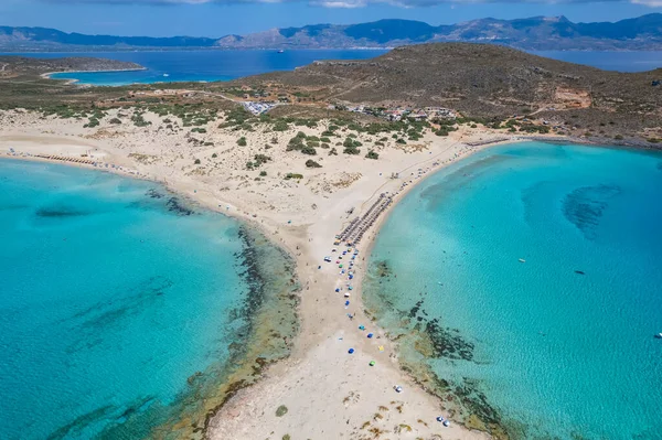 Elafonisos Taki Simos Sahilinin Havadan Görüntüsü Güney Peloponese Elafonisos Yer — Stok fotoğraf