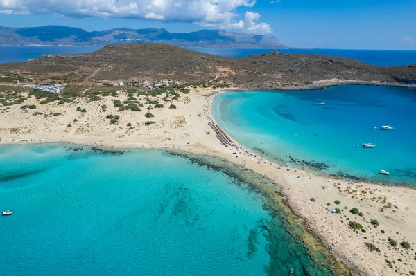 Elafonisos Taki Simos Sahilinin Havadan Görüntüsü Güney Peloponese Elafonisos Yer — Stok fotoğraf