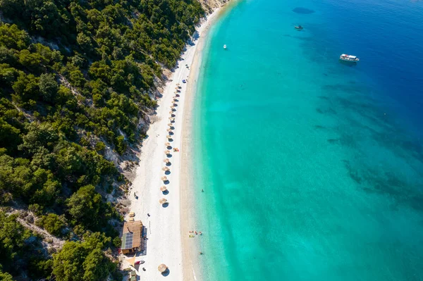 Aerial Photo Paradise Beach Gidaki Ithaca Beautiful Ionian Island Greece — Stock Photo, Image