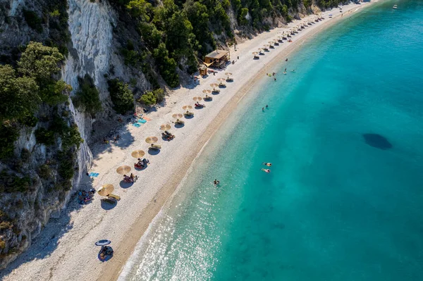 Luftaufnahme Des Paradiesischen Strandes Von Gidaki Ithaka Der Schönen Ionischen — Stockfoto