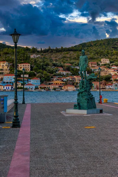 Statue Odysseus Town Vathy Harbour Ithaca Island Greece — Stockfoto
